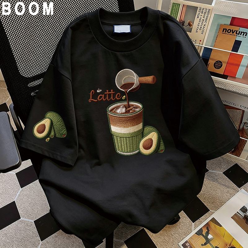 BOOM Áo thun nữ kiểu hàn quốc form rộng tay lỡ cổ tròn cotton Mát-Hè hot trend in cách dễ thương Áo phông form vừaV17