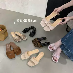 TT Mũi Vuông Flip-Flops Nữ Đế Phẳng 3cm Đế Mềm Sang Trọng Tất Cả Trận Đấu Mules Mùa Hè Phong Cách Mới