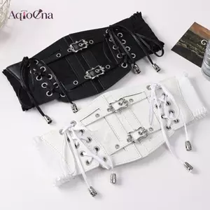 AqToCna Retro Nữ Corse Đai Phong Cách Gothic Co Giãn Ren Pin Bule Cummerbund Dây Buộc Punk Phụ Kiện Cho Nữ Áo Sơ Mi Đầm Thắt Lưng AqToCna