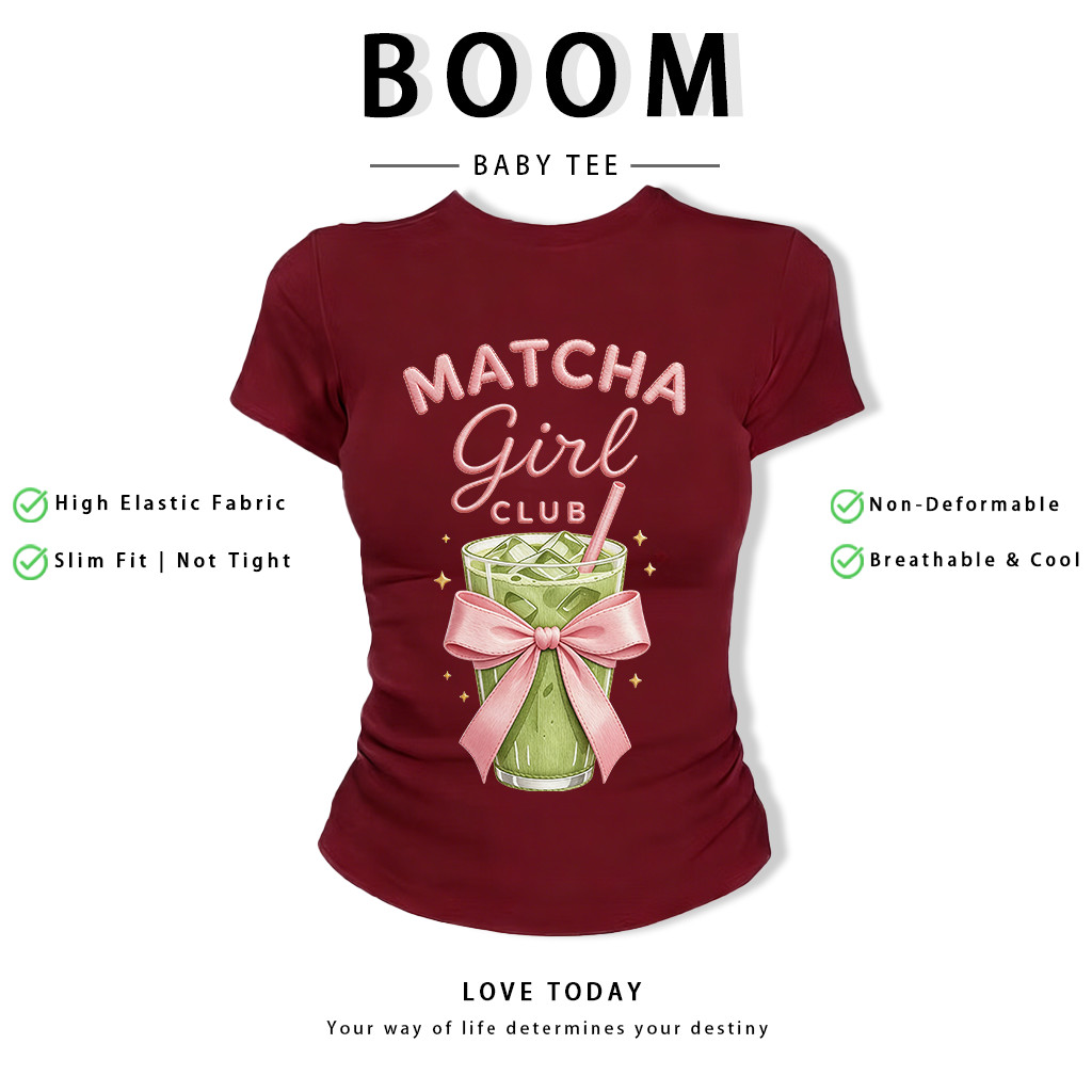 BOOM Áo Baby Tee Nữ Cotton Ôm Body-Áo Thun Ngắn Tay Y2K In Hình PhongCách Mùa Hè, Cổ Tròn Hàng Đầucách hàn quốc phongG26