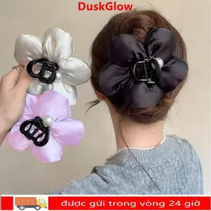 Móng Vuốt Tóc Hoa DUSKGLOW, Kẹp Tóc Hoa Vải Lớn, Thời Trang Mềm Lông Tơ Bọt Biển Sensation Cá Mập Kẹp Nữ Cô Gái