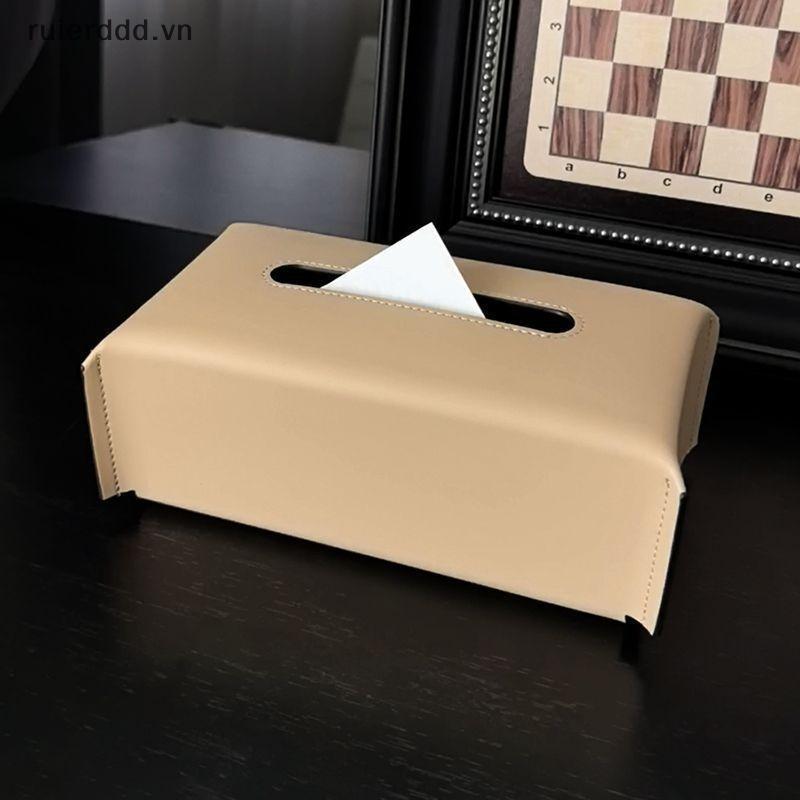 # ruierdd # Hộp đựng khăn giấy sang trọng 1 chiếc khăn ăn bằng da Vỏ giấy hình chữ nhật có nắp để trang trí văn phòng phòng phòng khách.