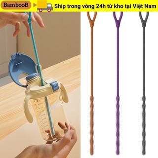 Bàn chải làm sạch ống hút uống nước BAMBOOB, Bàn chải làm sạch ống hút silicon có thể tái sử dụng dài, Bàn chải khoảng cách tiện ích nhà bếp gia dụng