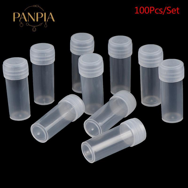 PNPIA- 100 Cái 5ml Ống Kiểm Tra Nhựa Nắp Vít Chai Cho Đồ Dùng Hóa Học Trường Học