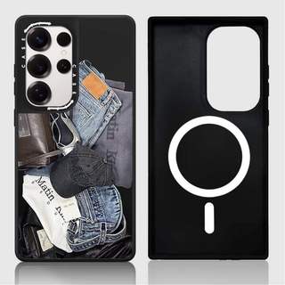CASECASE X MATIN KIM UNBOXING BLACK Case Matte Black & Sliver Mirror Vỏ hút từ tính Samsung Galaxy S26 S25 S24 S23 Ultra Plus Mặt sau cứng có hộp khắc logo
