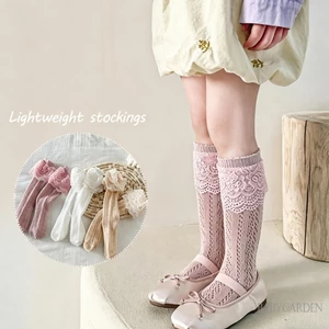 1-7 Tuổi Trẻ Em Bé Gái Thanh Lịch Tầng Ren Ruffle Đầu Gối Cao Tất Mùa Hè Thoáng Khí Vớ