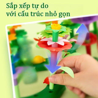 Bộ Xếp Hình Vườn Hoa Trẻ Em, Chất Liệu Nhựa ABS Cao Cấp, Xếp Hình DIY-49/98/148pcs, Quà Sinh Nhật Cho Trẻ Em