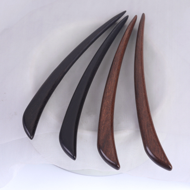 WHX Kẹp Tóc Gỗ Đàn Hương Đỏ 15cm, Cổ Lá Lớn, Phong Cách Trung Quốc, Đơn Giản, Cuộn Tóc Mun