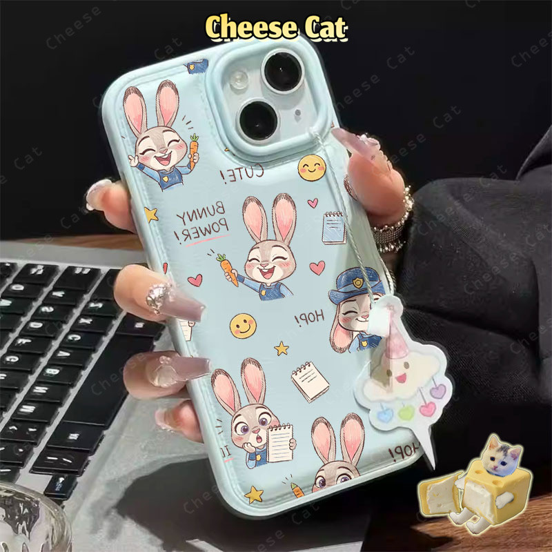 Ốp Lưng Da iPhone Nhân Viên Cảnh Sát Thỏ Dễ Thương Cho iPhone Xs XR 11 12 13 14 15 16 17 Pro Max Ốp Điện Thoại Di Động