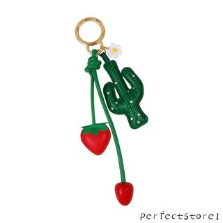Hoàn Hảo Ngọt Ngào Trái Cây Chìa Khóa Charm Chất Liệu PU Dâu Xương Rồng Trang Trí Mặt Dây Chuyền Xương Rồng Ngọt Hoàn Hảo Cho Trường Học Offic