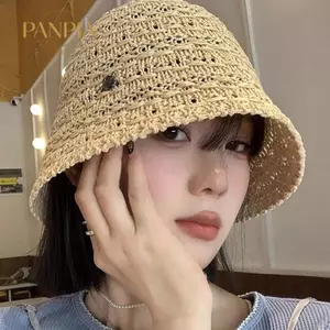 PNPIA- Đi Biển Hàn Quốc Mũ Rơm Mùa Hè Nữ Tấm Che Thoáng Khí Sang Trọng Mũ Buet Người Cá Mũ Dệt Tay Cô Gái Câu Cá Mũ Chống Nắng Dành Cho Nữ