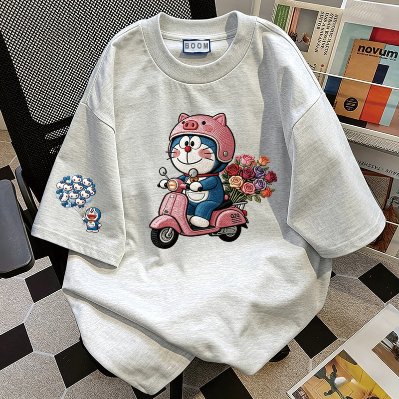 BOOM Áo thun nữ kiểu hàn quốc form rộng tay lỡ cổ tròn cotton Mát-Hè hot trend in cách dễ thương Áo phông form vừaV051