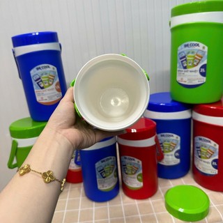 Ca đá giữ nhiệt nắp tròn có quai - BeCool 1L, 1.5L, 2L - nhựa dày giữ lạnh lâu