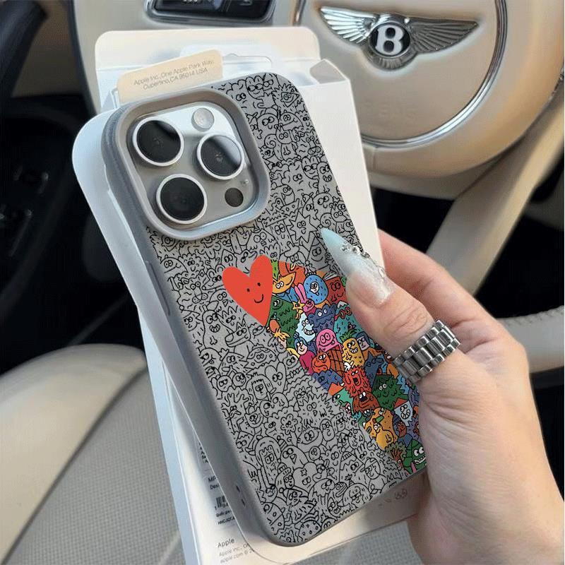 Lá tình yêu mê cỡ trắng đen  Phù hợp với vỏ điện thoại 1716, iPhone 15/14,  yêu mê