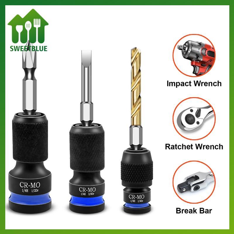 Bộ chuyển đổi lục giác tác động SWEET cho tuốc nơ vít Bit 1 / 2 3 / 8 1 / 4 inch Ổ đĩa vuông sang 1 / 4 inch Qui phát hành cờ lê lục giác n