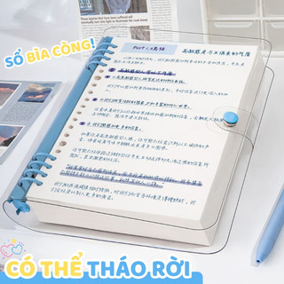 Sổ Còng Binder A5 120 Trang Kẻ Ngang – Bìa Nhựa Trong Suốt, Thay Giấy Dễ Dàng, Gáy Khuyết