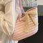 Túi xách bện dây Cotton dung tích lớn Tất cả các trận đấu Túi đeo vai sọc Túi đi biển thông thường Túi Tote đi lại hàng ngày 0X0I