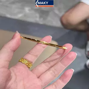 MAKY Thép Titan Đơn Giản Vòng Tròn Trơn Mỏng Lắc Tay Nữ Vintage Vòng Tay Trang Sức Pary Tặng VN