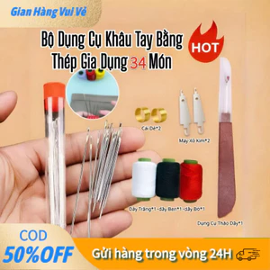 【48h】Bộ kim thêu lỗ lớn 34 món thép bền, kim mắt lớn giảm mỏi mắt, giúp người cao tuổi tự may vá tại nhà.