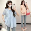 Áo sơ mi voan chấm bi mỏng mùa hè cho bà bầu