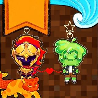 Magnetic Hearts D3rlord3 and Avery Acrylic Keychain Chibi Style Game Merch Double Sided Bag Pendant
