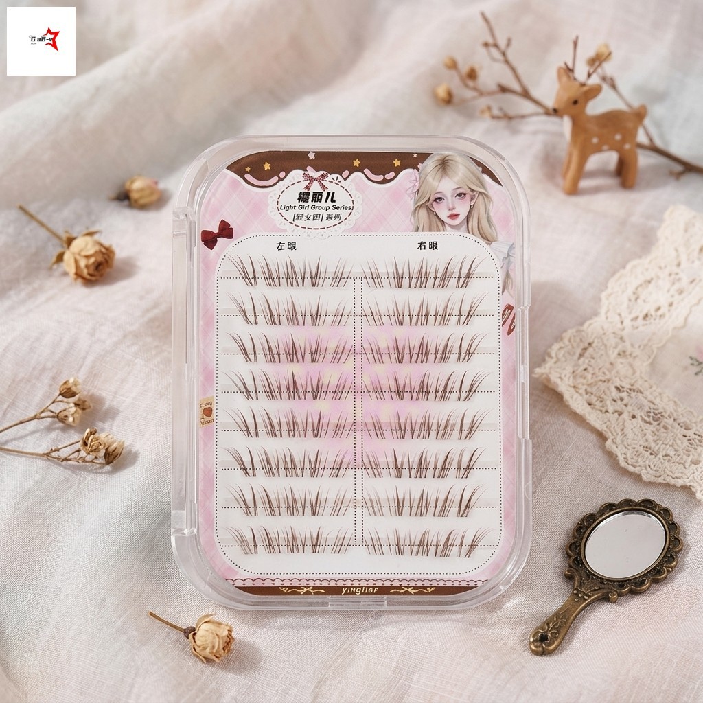 COD+Nhíp tặng kèm🎁 Mi cụm tự nhiên mắt nai C Curl 9-13mm mềm nhẹ không cộm dễ dán dùng hàng ngày