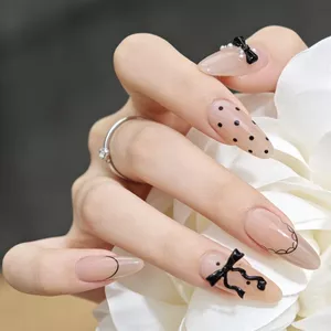 Ballet Streamer Du Lịch Trang Điểm Nơ Đen Mặc Ren Chấm Bi Mèo Mắt Móng Tay Trắng