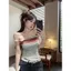Milyfashion Slim-fit Slimmer Look Pure Desire Smudge Tranh sơn dầu trừu tượng In gạc Dây đeo quây không đều Y2K Nữ tính Phong cách Hàn Quốc YPXG