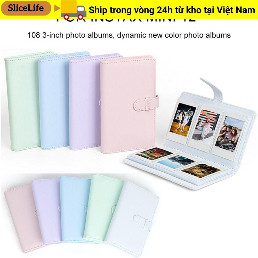SLICELLIFE Album Ảnh Da PU Bộ Sưu Tập Sách Giấy Ảnh 108 Túi Cho Fujifilm Instax mini 12