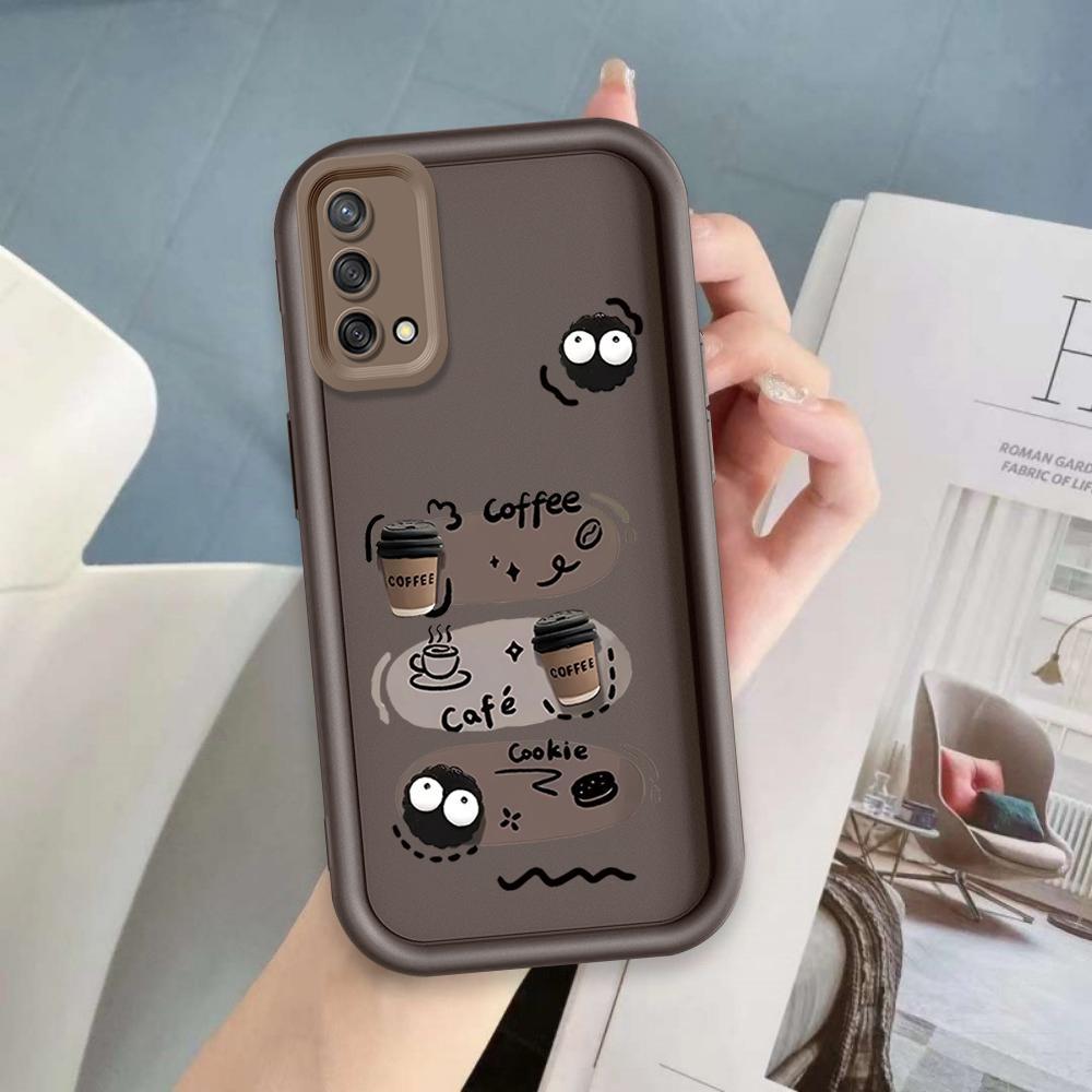 Ốp Lưng Cho OPPO A74 A95 4G F19 Hoạt Hình Silicon Mềm Mại Đáng Yêu Vỏ Điện Thoại TPU Đen Bóng Than Thiên Thần Mắt Chống Sốc Ốp Lưng