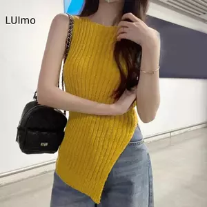 LUImo Mùa Hè Mới Thiết Kế Thời Trang Dệt Kim Camisole Top Khe Mỏng Phù Hợp Với Nữ SBS