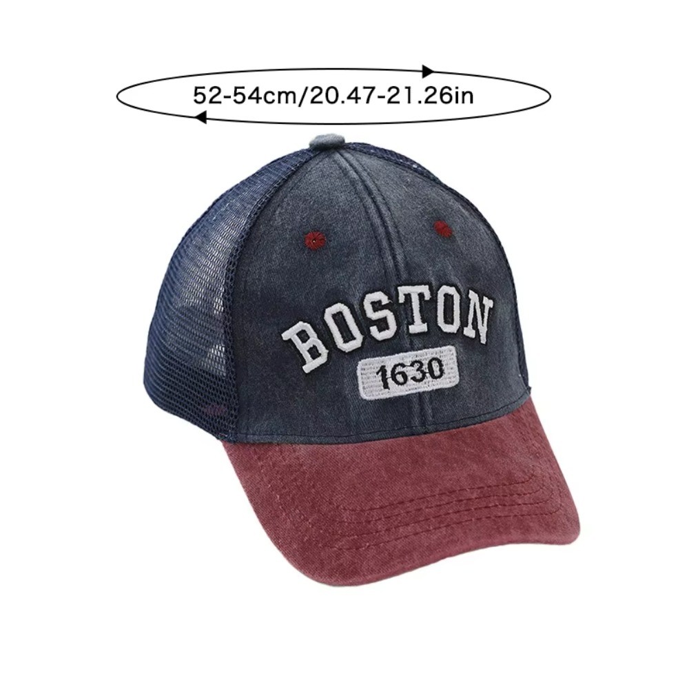 Mũ bóng chày cho bé HOBBYIN, Mũ Snapback thêu chữ thoáng khí cho trẻ em, Chống nắng thời trang Vintage Chắp vá lưới Mũ chống nắng mùa hè