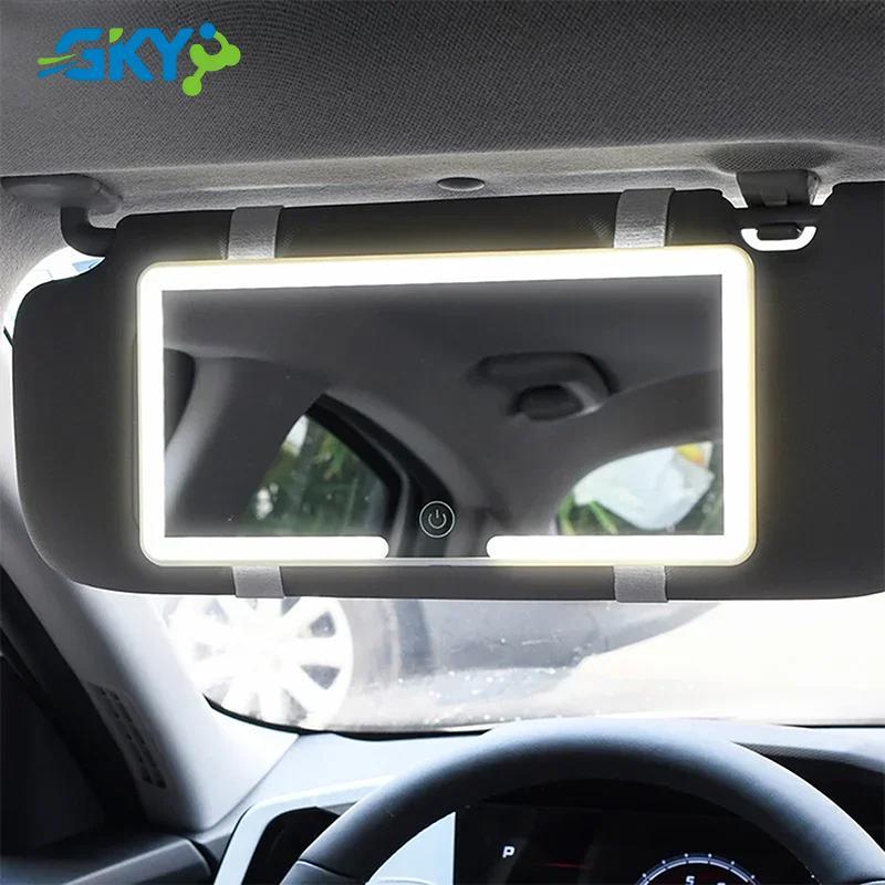 GKY Xe LED Trang Điểm Gương Ba Bánh Răng Điều Chỉnh Tấm Che Nắng Nội Thất Gương Phía Sau Có Thể Điều Chỉnh Độ Sáng Màn Hình Cảm Ứng Tự Động Vanity Gương GKY