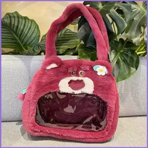 SQ11 Lotso Dâu Gấu Stitch Hoạt Hình Dễ Thương Sang Trọng Túi Xách Thời Trang Trong Suốt Dung Tích Lớn Túi Đeo Vai