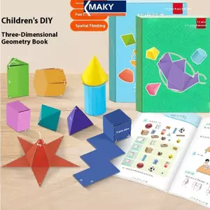 MAKY 1 Bộ Chất Chắc Chắn Mô Hình Hình Học Không Gian Huấn Luyện Tư Duy Trò Chơi Kéo Dây 3D Hình Học Sách Học Trẻ Em DIY Chắc Chắn Sách VN