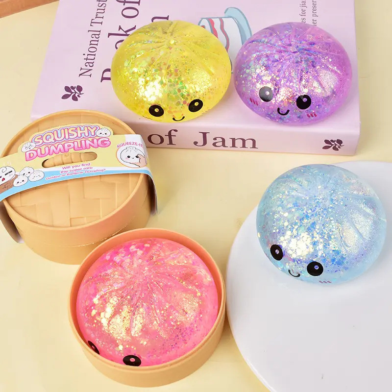 Đồ chơi mềm hình bánh bao lấp lánh VN, Hộp quà bí ẩn, Mô hình thực phẩm mềm màu sắc tươi sáng, Đồ chơi cảm giác bóng bóp giảm căng thẳng.