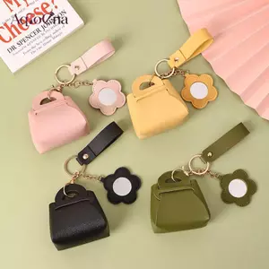 AqToCna Sáng Tạo Da Pu Nữ Túi Ly Hợp Hình Móc Khóa Có Gương Mini Tai Nghe Túi Chìa Khóa Mặt Dây Chuyền Dễ Thương Ví Tiền Xu Mặt Dây Chuyền Quà Tặng AqToCna