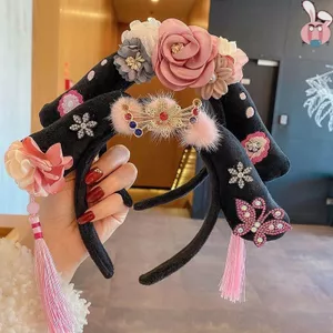 Băng đô sang trọng phong cách cung điện quý phái dành cho người lớn Băng đô cô gái ca rô dễ thương Kẹp tóc Đầu cờ sang trọng Mũ nón cổ 260504