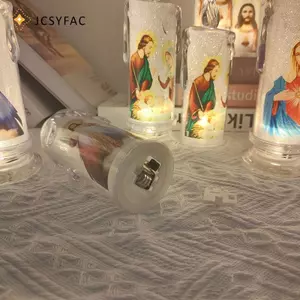 JCSYFAC Chúa Giêsu Trinh Nữ Chúa Đèn Nến Lãng Mạn Đèn Trà Điện Tử Flameless LED Deco Mới