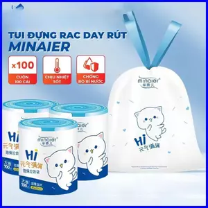 Túi đựng Rác Dây Rút Minaier Chống Rò Rỉ Nước, Không Sợ Bẩn Tay 100 Cái 45*50cm