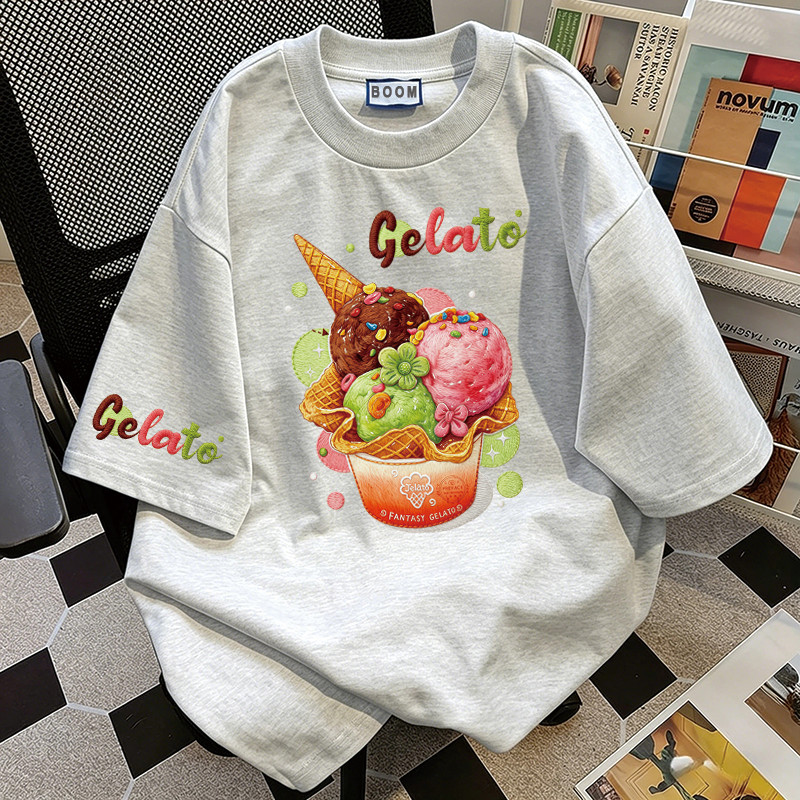 BOOM Áo thun nữ kiểu hàn quốc form rộng tay lỡ cổ tròn cotton Mát-Hè hot trend in cách dễ thương Áo phông form vừaV027