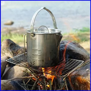 Ấm đun nước bằng thép không gỉ ngoài trời SQ3 1.2L Leo núi và cắm trại Nồi treo di động Dụng cụ nấu ăn QS3