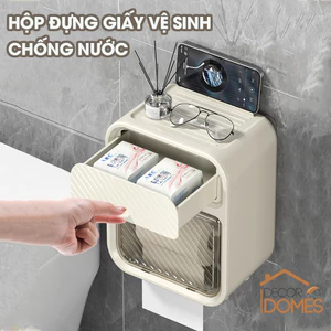 Hộp Đựng Giấy Vệ Sinh HomeMate Treo Tường Chống Nước, Kệ Giấy Đa Năng Có Ngăn Để Đồ Kèm Miếng Dán