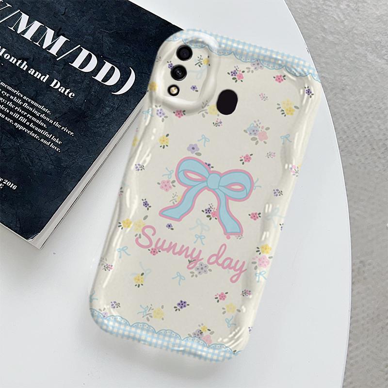 Ốp Lưng Cho Samsung Galaxy A20 A30 Hoạt Hình Kem Nơ Cặp Đôi Mềm TPU 3D Sóng Silicon Vỏ Điện Thoại