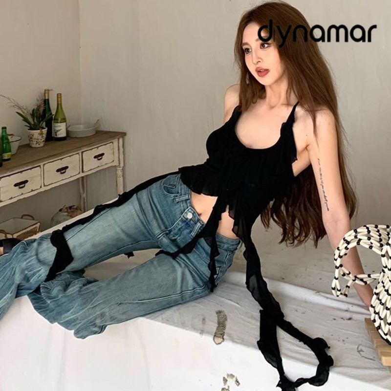 【dynamar】Áo lót cổ nơ buộc dây, áo hai dây in họa tiết da báo dành cho nữ, áo thun co giãn eo.