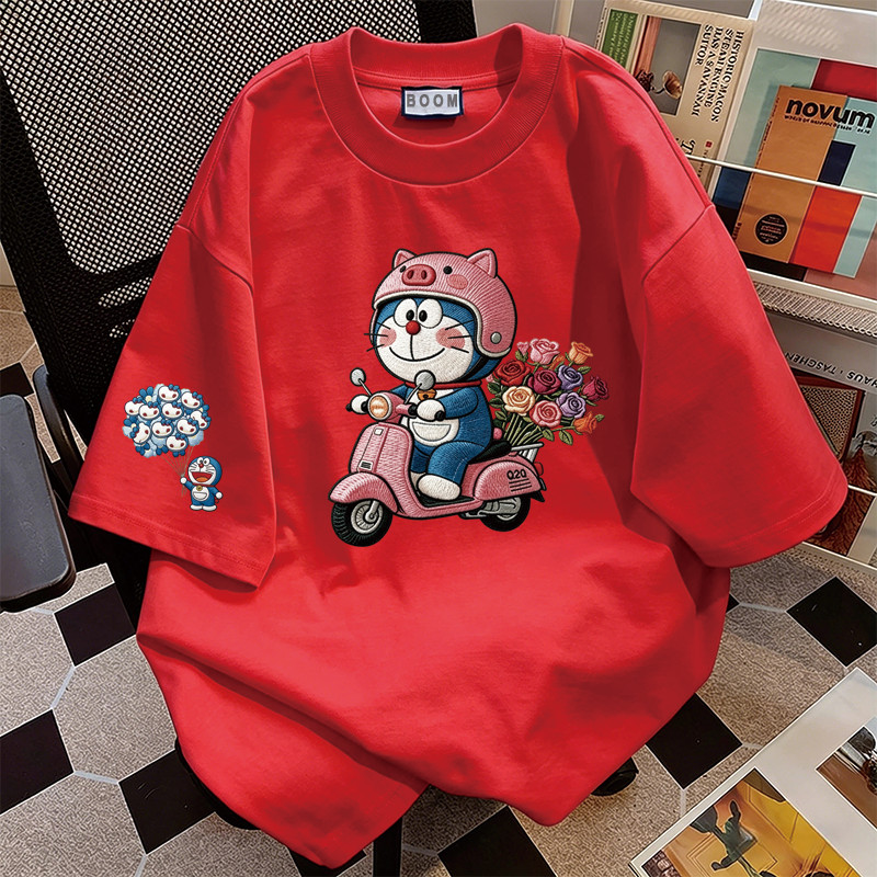 BOOM Áo thun nữ kiểu hàn quốc form rộng tay lỡ cổ tròn cotton Mát-Hè hot trend in cách dễ thương Áo phông form vừaV051