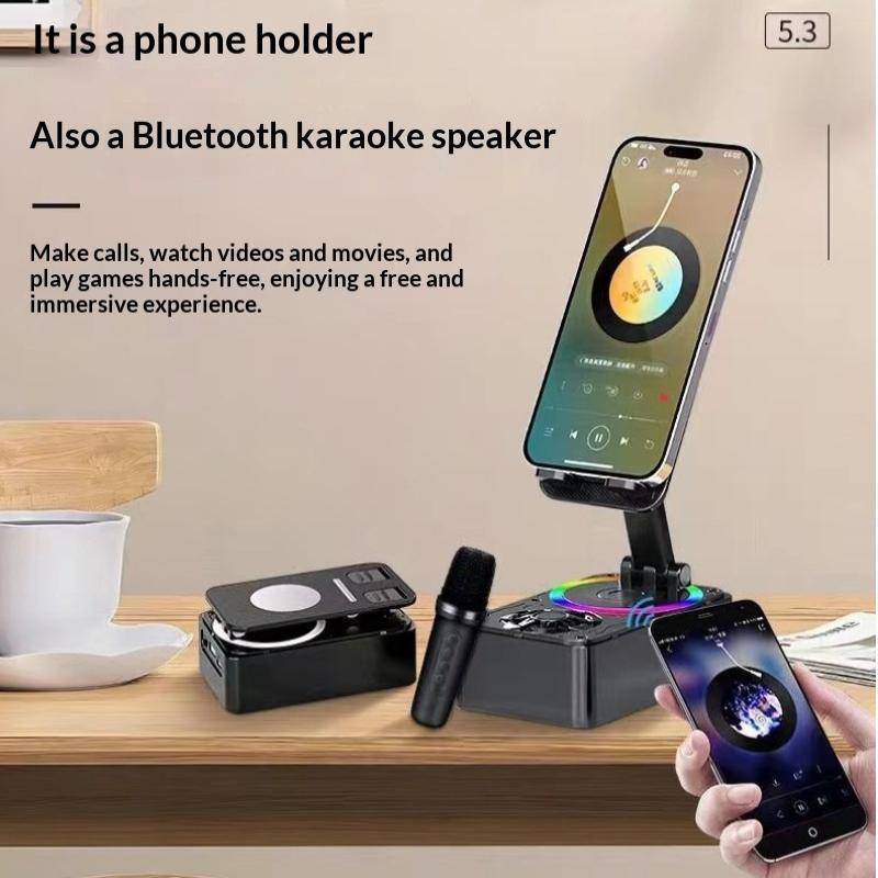 PNPIA- Giá đỡ điện thoại 4in1 Loa di động có Mic Loa không dây có 360°Giá đỡ điện thoại