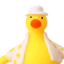 < Pluscloth > Ăn mặc như một con vịt dễ thương: nó đội mũ và áo khoác hoa và là một vật trang trí nhỏ chữa lành bất cứ nơi nào nó được đặt
