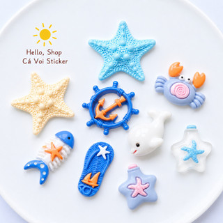 Set Charm Gắn Dép Đại Dương Pastel Cá Heo Sao Biển Siêu Cute 🌊🐬 Charm Resin Cao Cấp Phong Cách Biển Mùa Hè