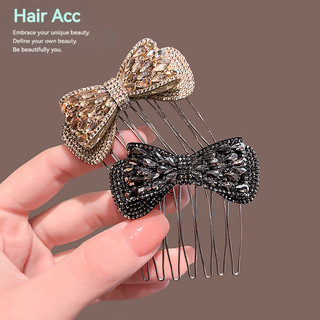 Phong Cách Nhẹ Nhàng Nơ Kim Cương Kẻ Sọc Lược Nữ Thời Trang Cao Cấp Chống Trơn Trượt Chèn Lược Phong Cách Mới Tóc Gãy Arrang